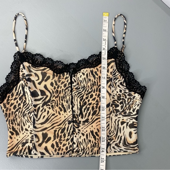 Princess Polly animal leopard print lace trim corset style lingerie top - Picture 8 of 10